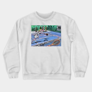 Comic woman smashing tennis ball Crewneck Sweatshirt